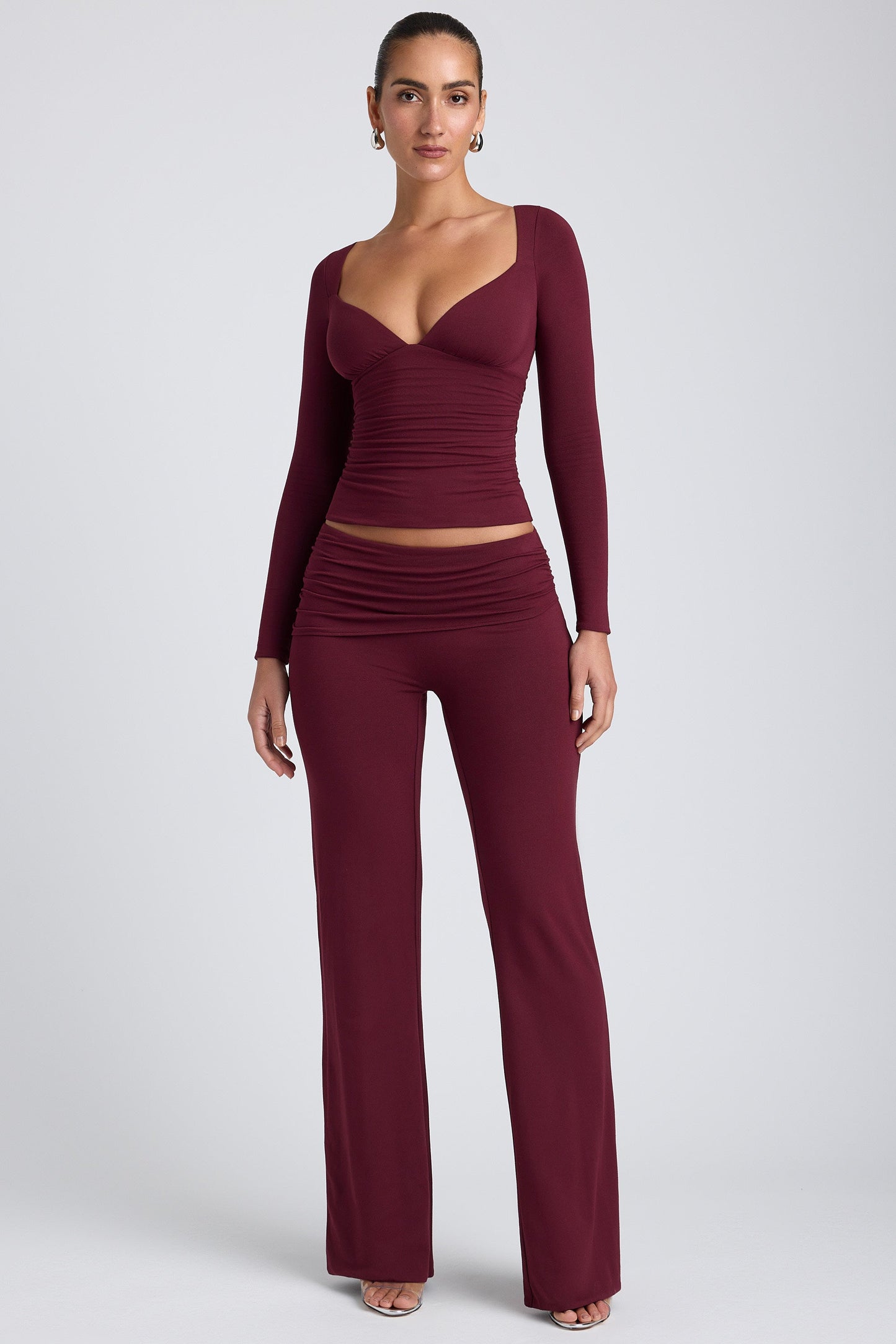 Tencel™ Modal Ruched Long-Sleeve Top in Plum