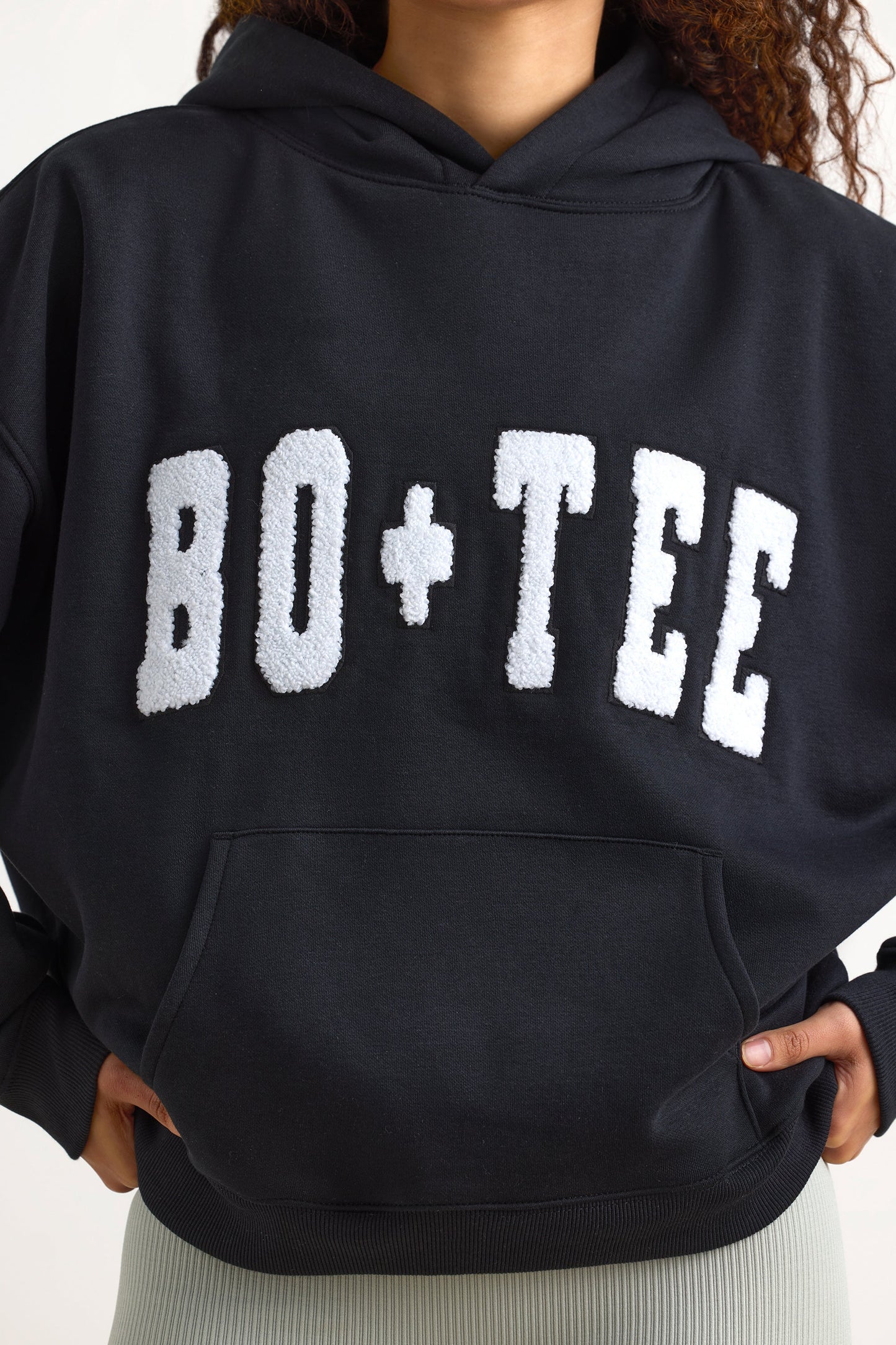 Appliqu�� Oversized Hoodie in Black