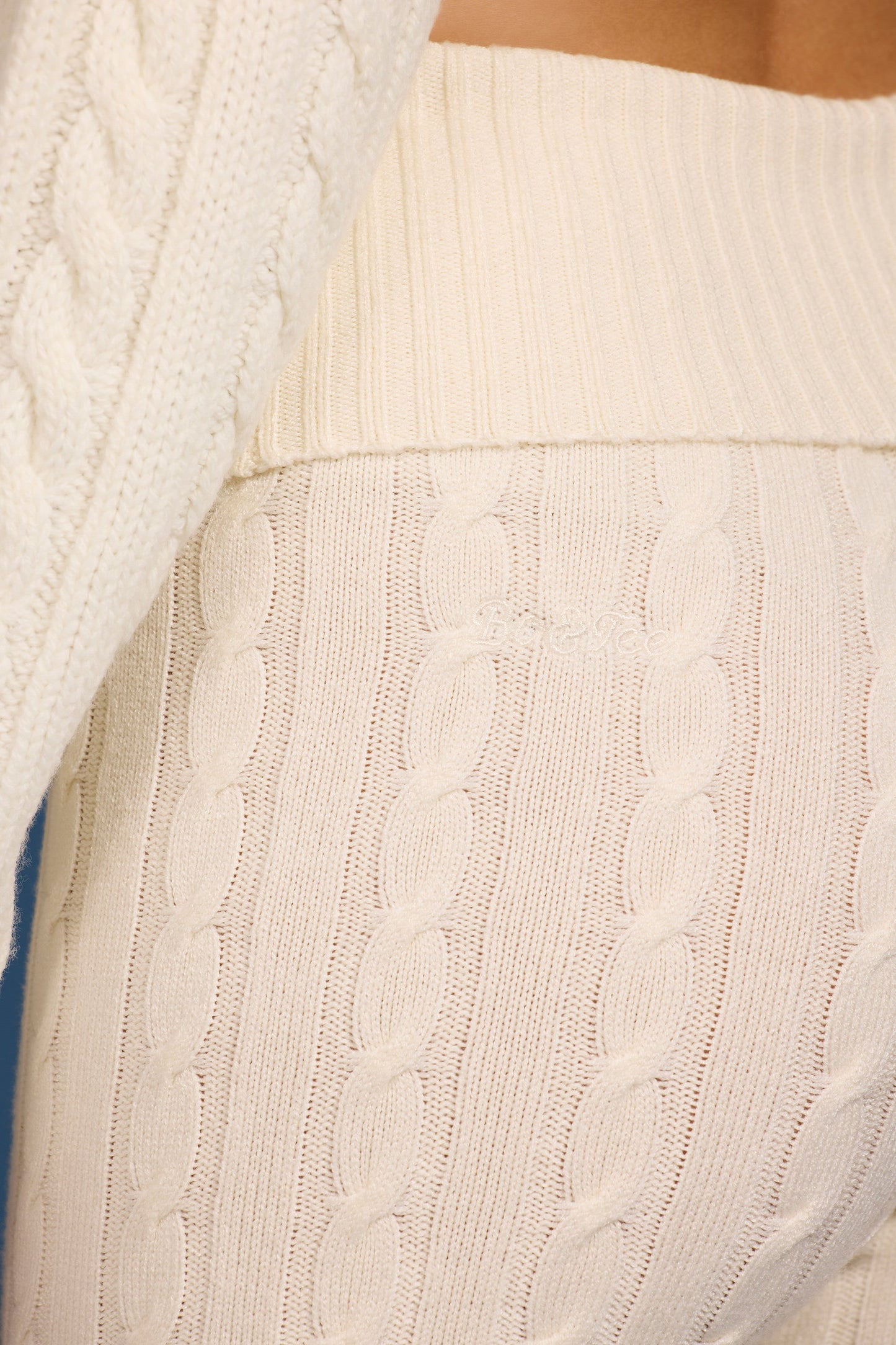 Tall Cable-Knit Flared Trousers in Cream