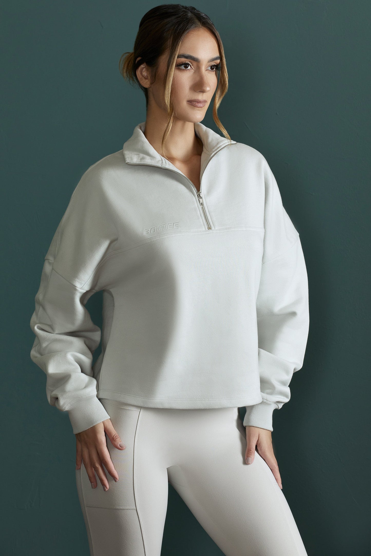 Oversized Half Zip Sweatshirt in Grey