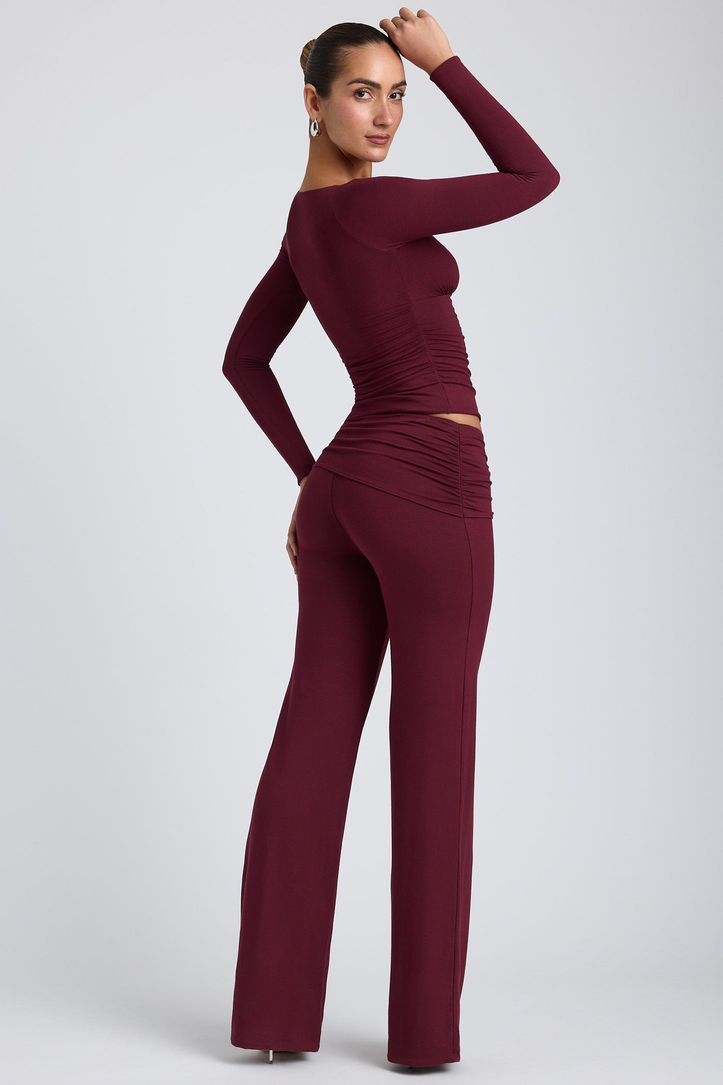 Tencel™ Modal Ruched Long-Sleeve Top in Plum