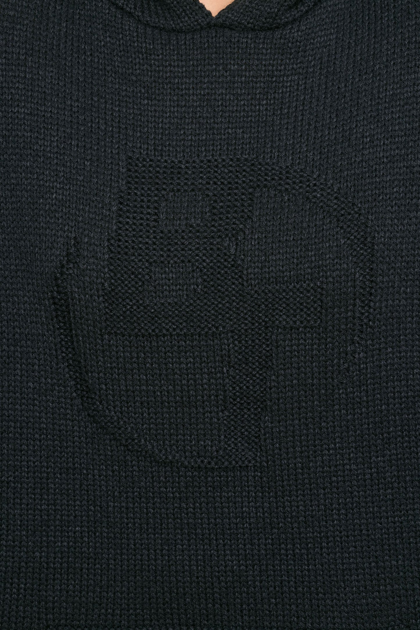Oversized Chunky Knit Hoodie in Black