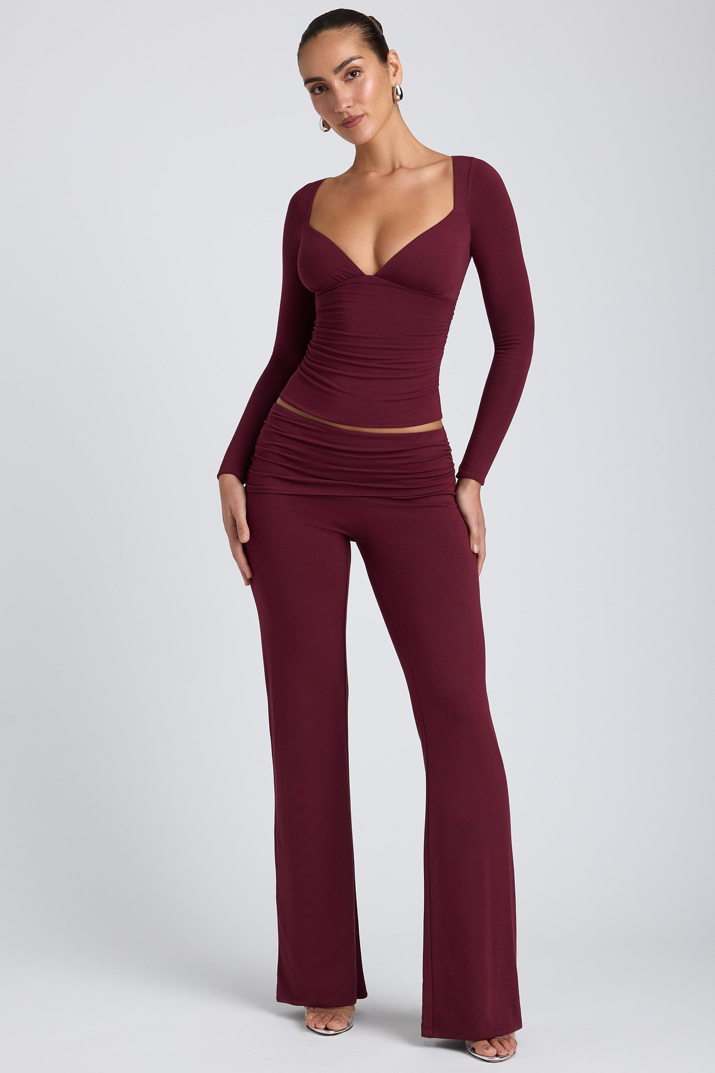 Tencel™ Modal Ruched Long-Sleeve Top in Plum