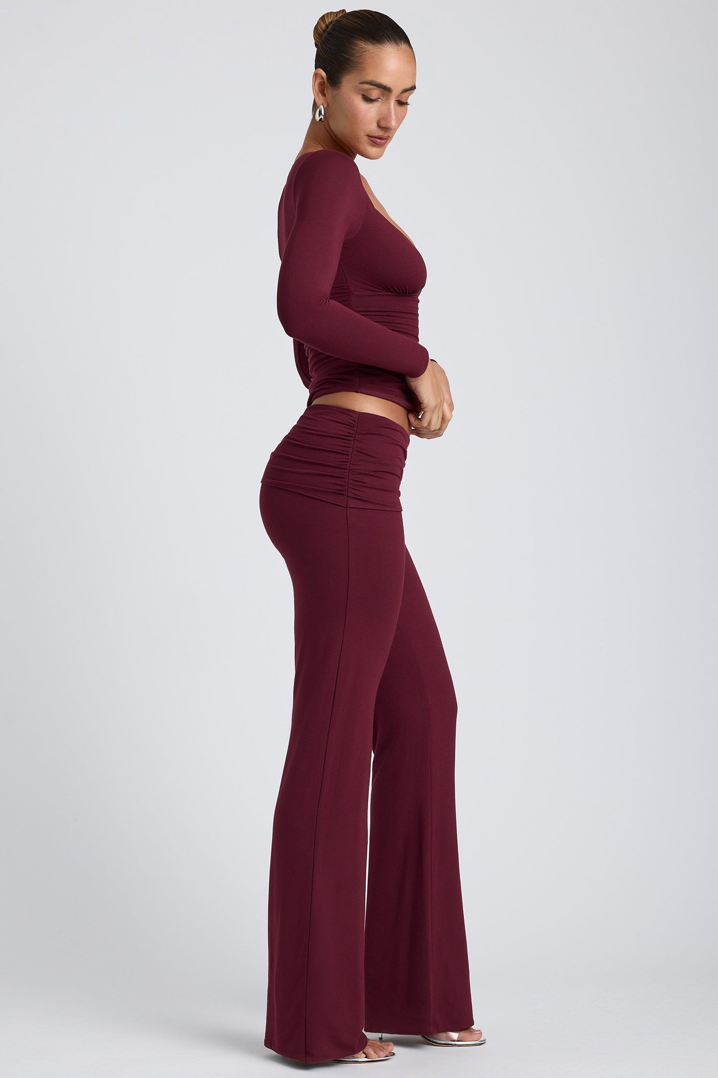 Tencel™ Modal Ruched Long-Sleeve Top in Plum