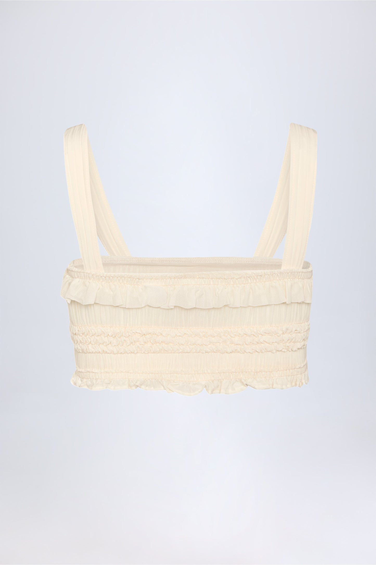 Ruffled Tie-Front Crop Top in Ivory