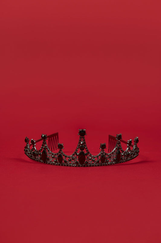 Crystal-Embellished Tiara in Black