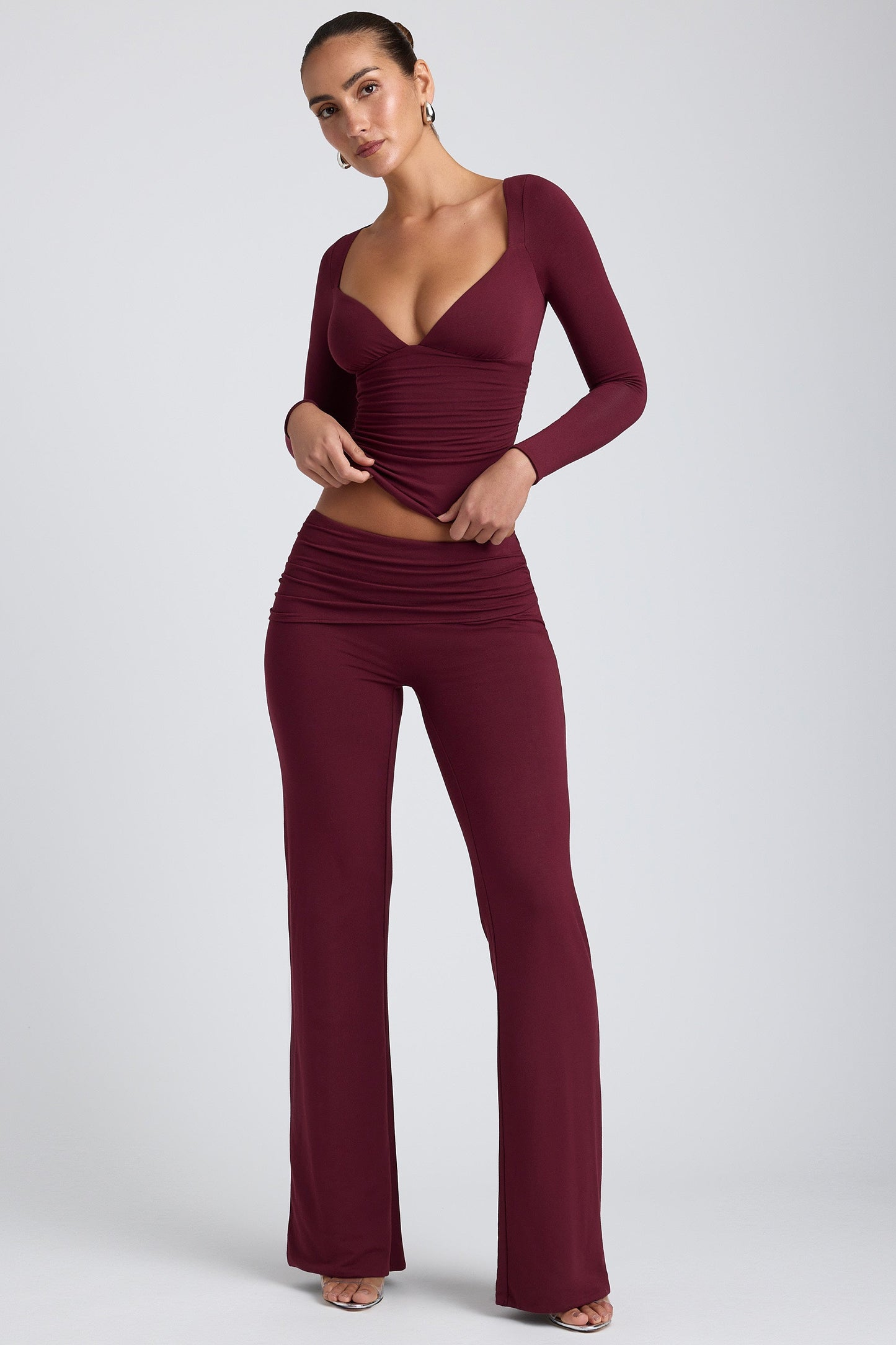 Tencel™ Modal Ruched Long-Sleeve Top in Plum