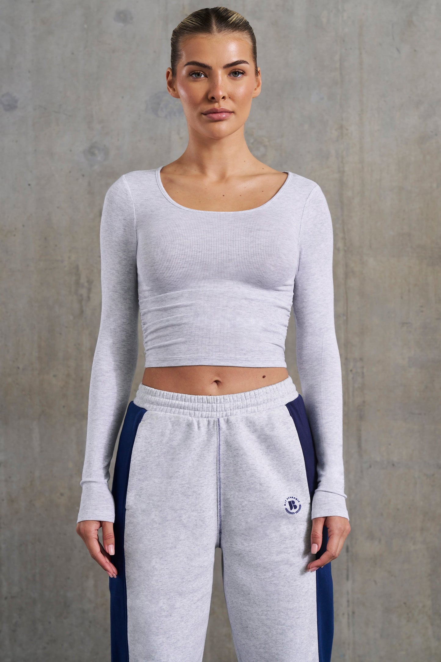 Soft Rib Long Sleeve Top in Heather Grey