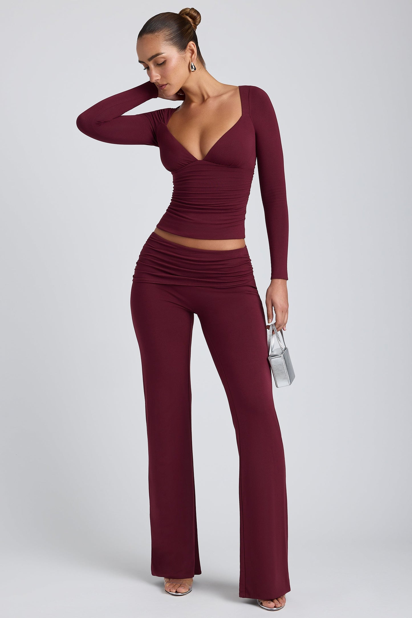 Tencel™ Modal Ruched Long-Sleeve Top in Plum