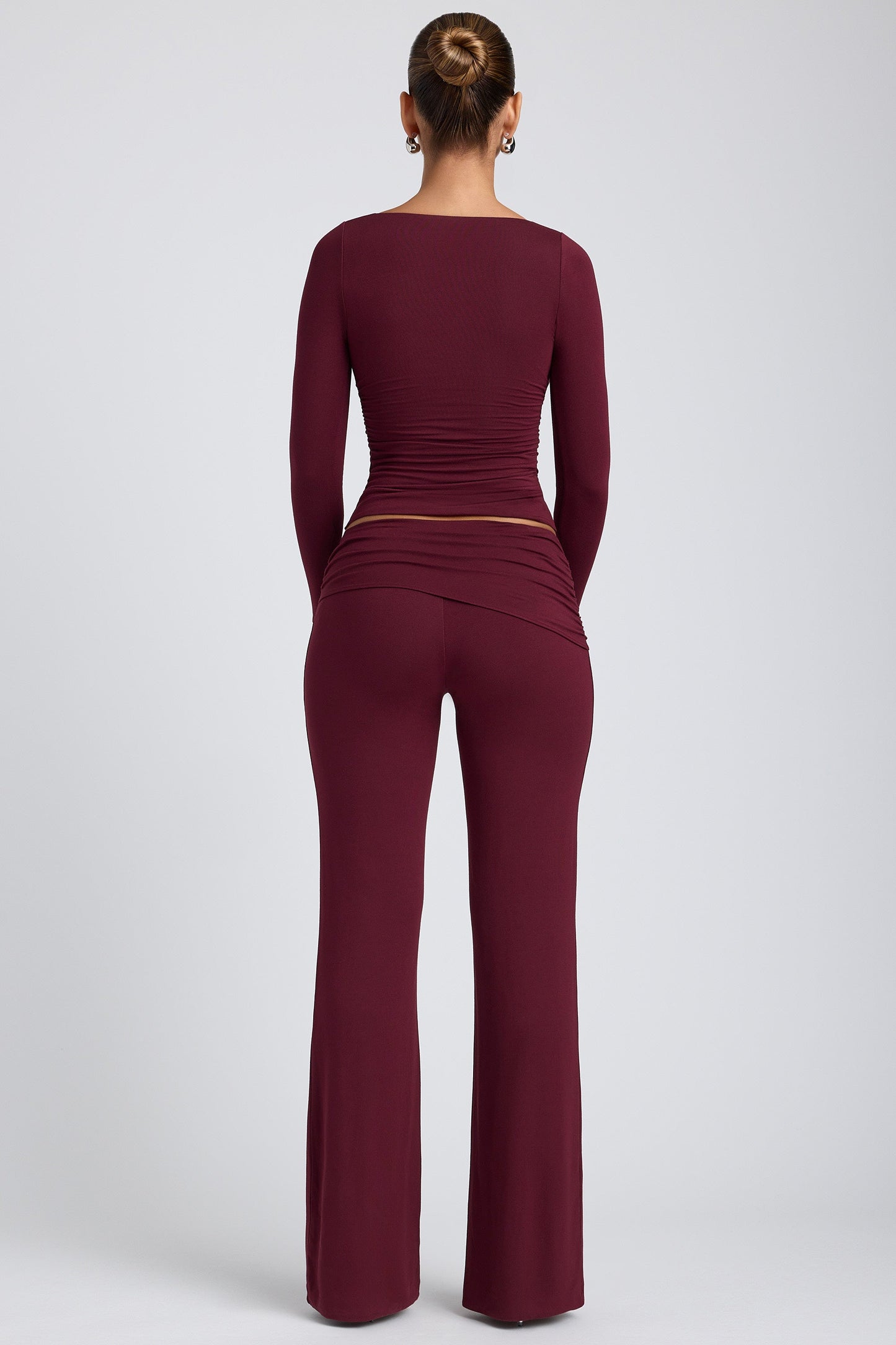 Tencel™ Modal Ruched Long-Sleeve Top in Plum