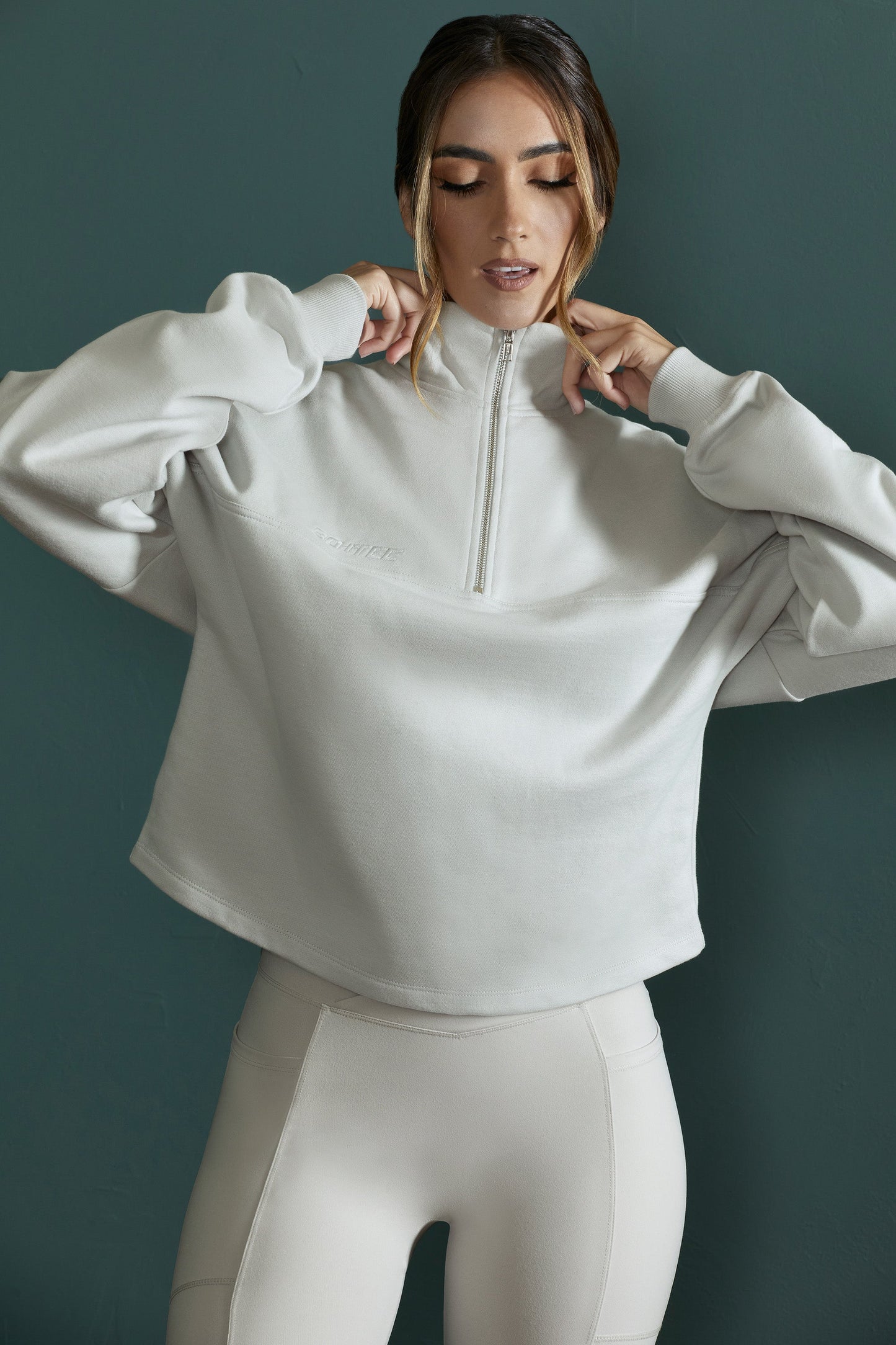 Oversized Half Zip Sweatshirt in Grey